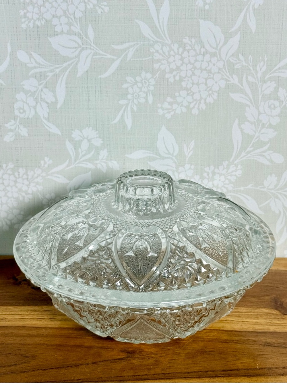 Vintage Clear Glass Covered Candy Dish